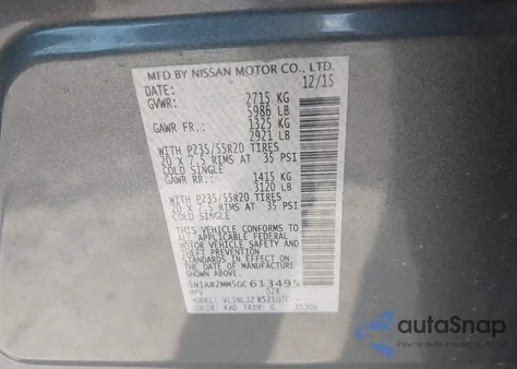 2016 Nissan Pathfinder Platinum from USA, damaged, VIN 5N1AR2MM5GC613495